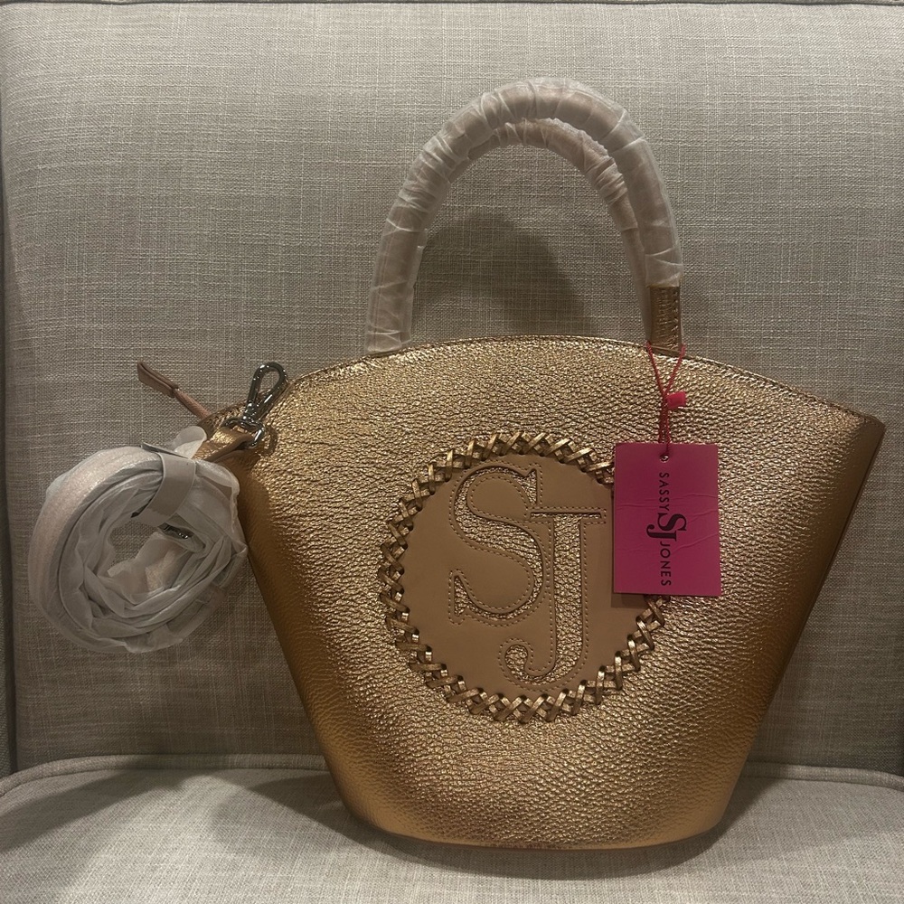 Sassy Jones Metallic Copper Rose Kyra’ Leather Handbag